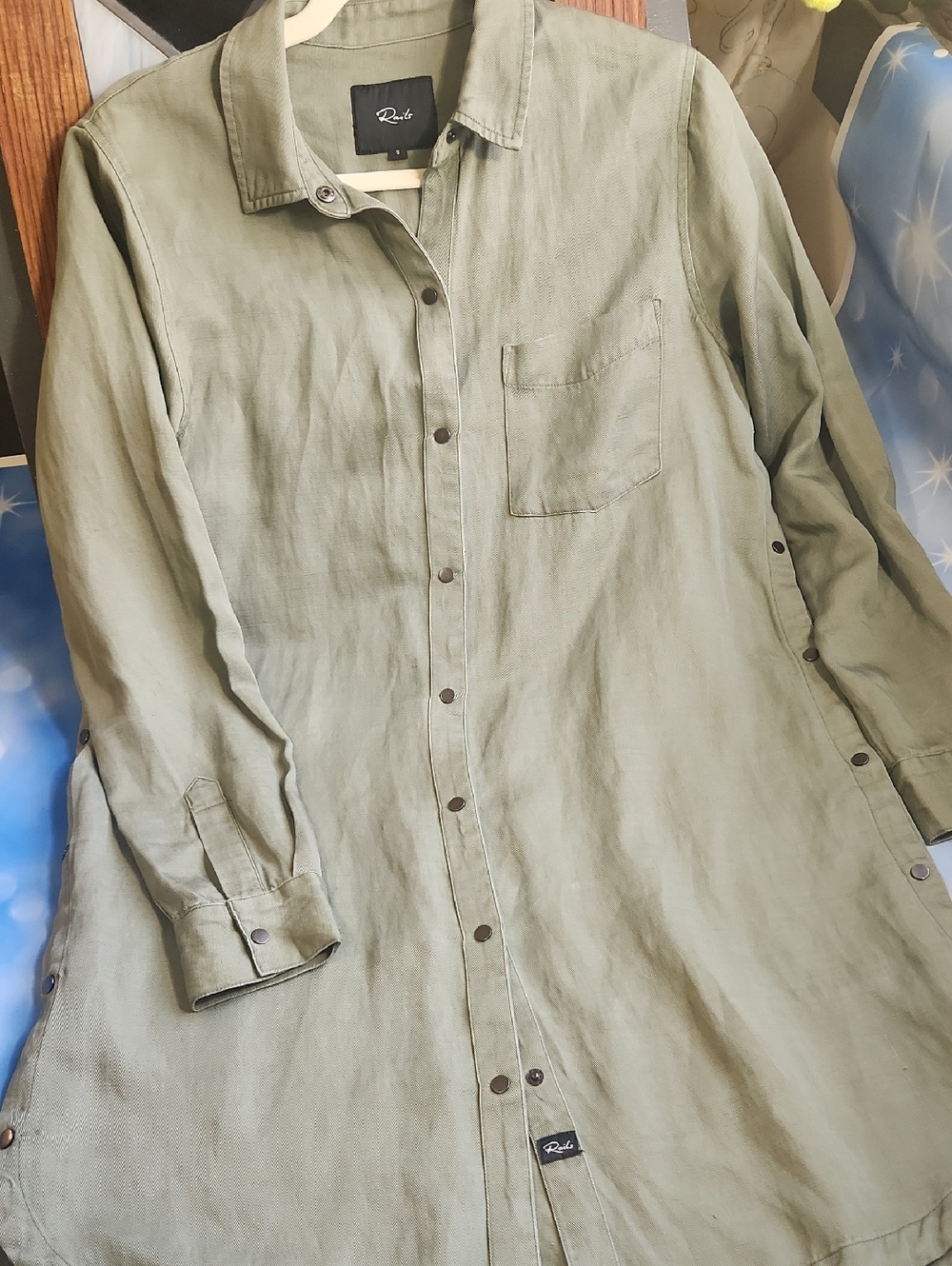 Rails Olive Longline Button-Down Shirt Dress Unique & Stunning✨️✨️